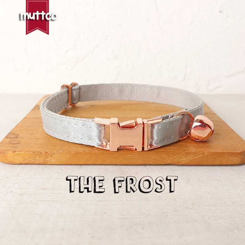 

MUTTCO retail with platinum high quality metal buckle collar for cat THE FROST design cat collar 2 sizes UCC112M