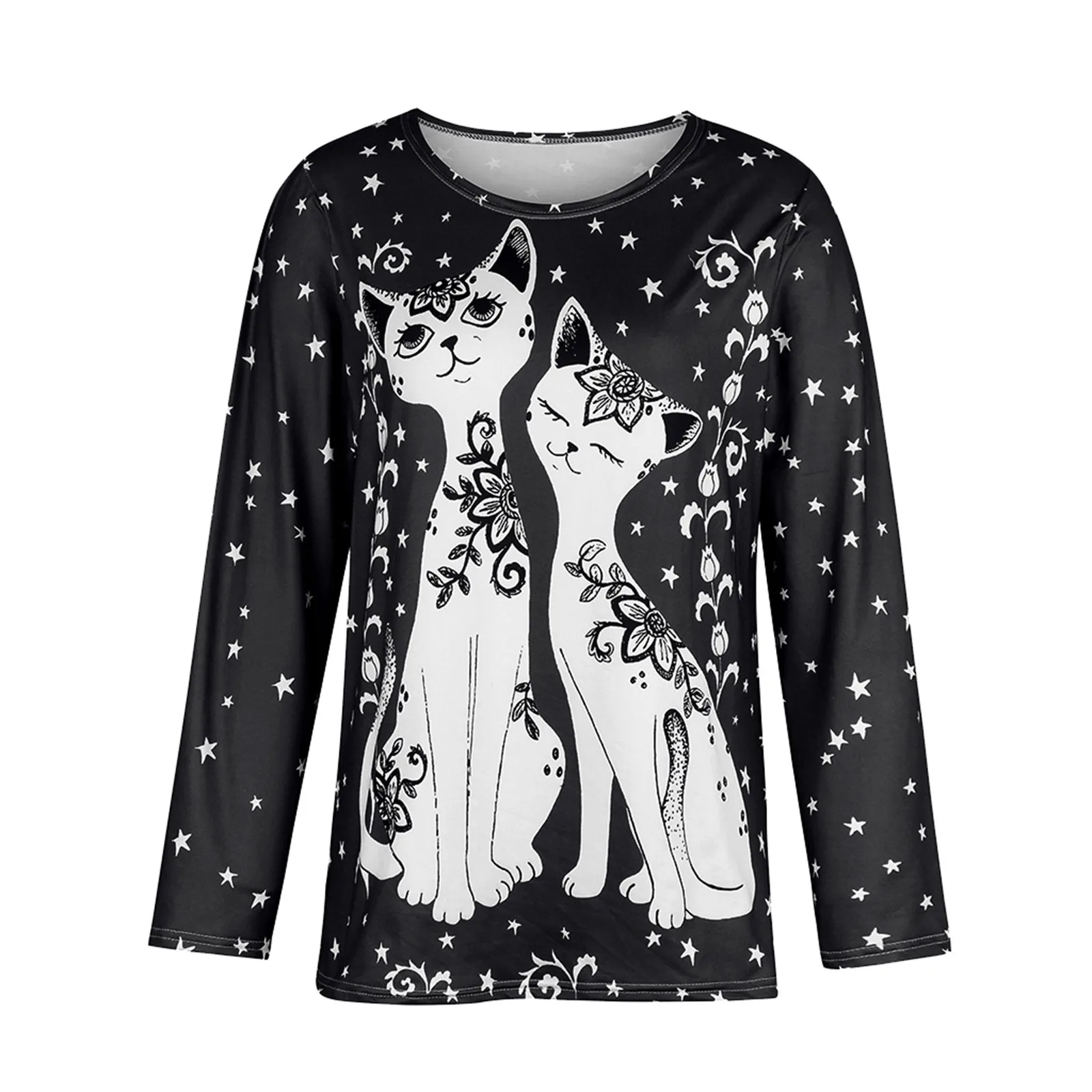 

Plus Size Women Long Sleeve 3D Animal Printed O-Neck Tops Tee T-Shirt Blouse