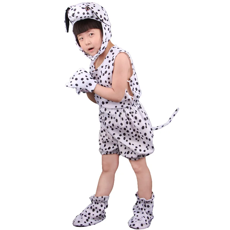 

Kid Cosplay Performannce Costumes Short Sleeve Animals Theme Spotted Dog Disfraz Jumpsuit Children Birthday Party Role Play