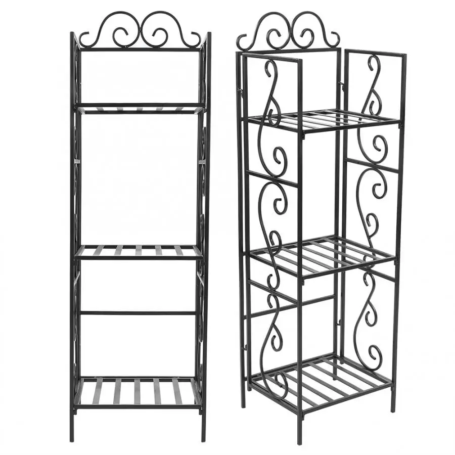 3-Tier Iron Plant Shelf Stand Bookshelf Bookcase Free Standing Rack Home | Мебель