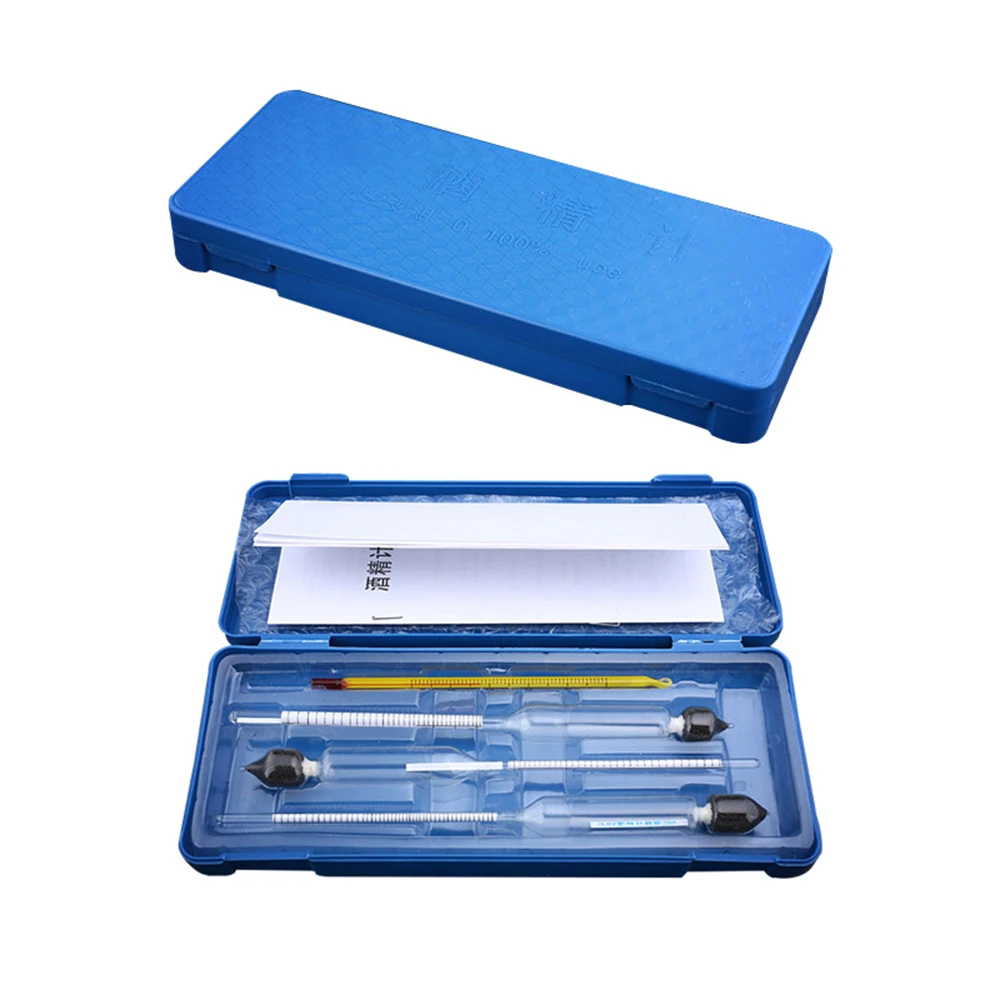 

Alcohol Meter Wine Concentration Meter Alcohol Instrument Hydrometer Tester With Measuring Cylinder Thermometer 0-100%