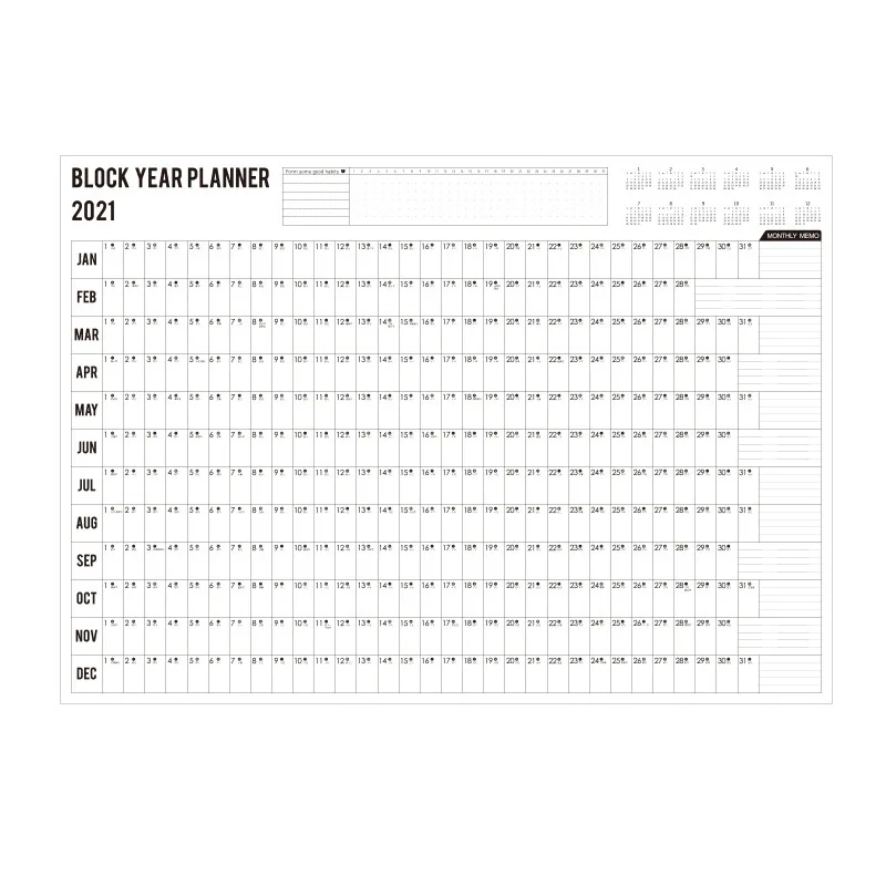 

2021 Year Paper Calendar 365 Days Large Wall Calendar Daily Schedule Planner Year Memo Agenda Organizer