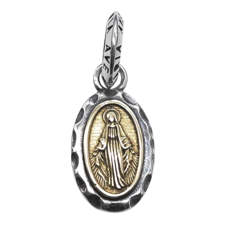 

Classic Catholic Silver Color Virgin Mary Metal Medal Pendant Necklace Religious Style Prayer Amulet Jewelry