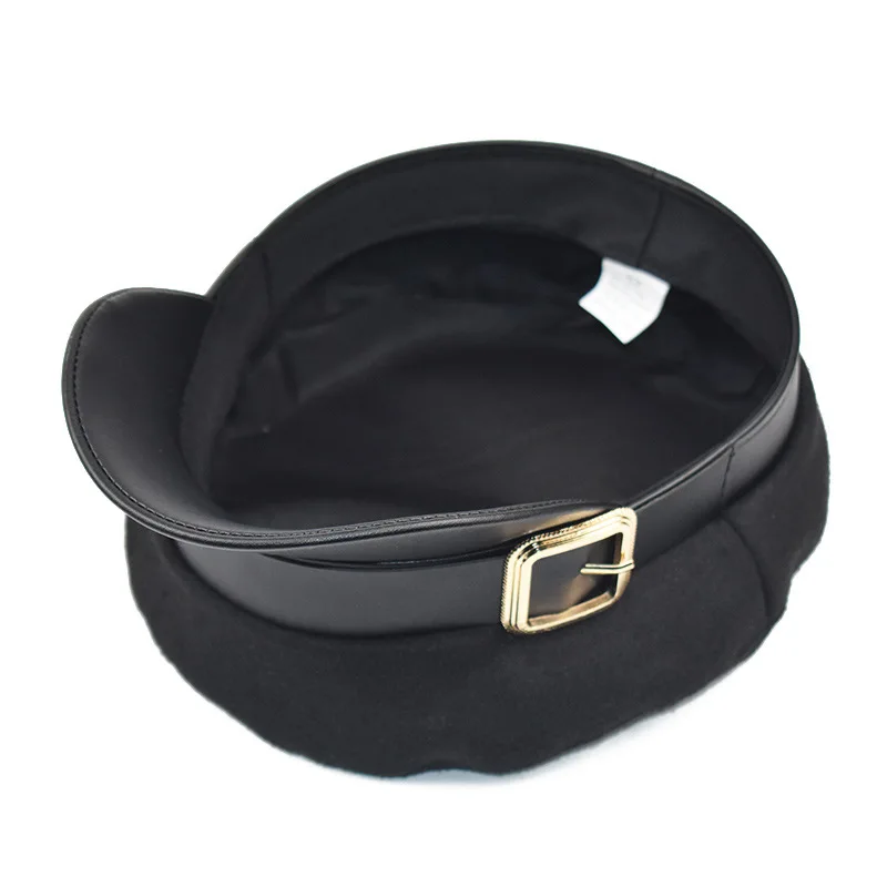 Женские черные военные шапки осенне зимние модные шерстяные Кепки из