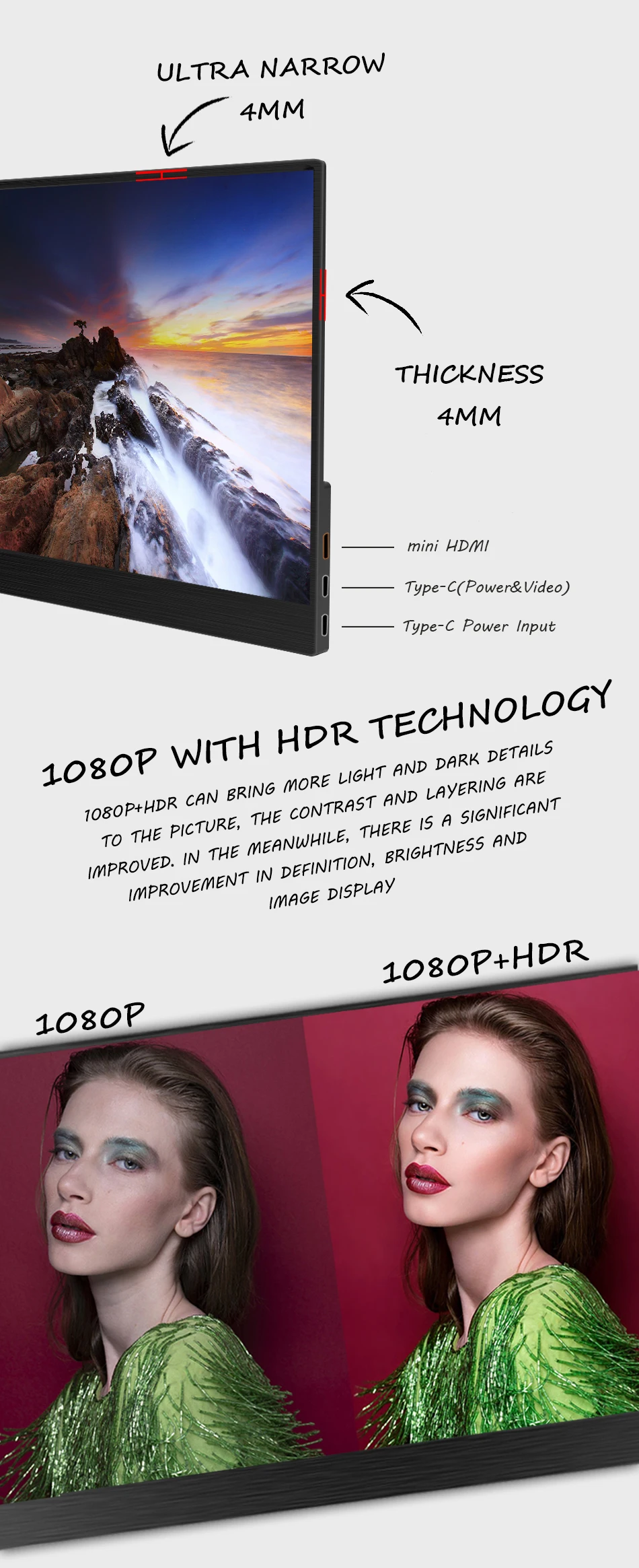 15.6inch Portable Monitor Touchscreen LCD IPS 1080P HDR Gaming Monitor USB C HDMI for Switch Smartphone Laptop Desktop PS4 XBOX 6 H39afbe5ef3054f53b73ad4da6dd03d59z