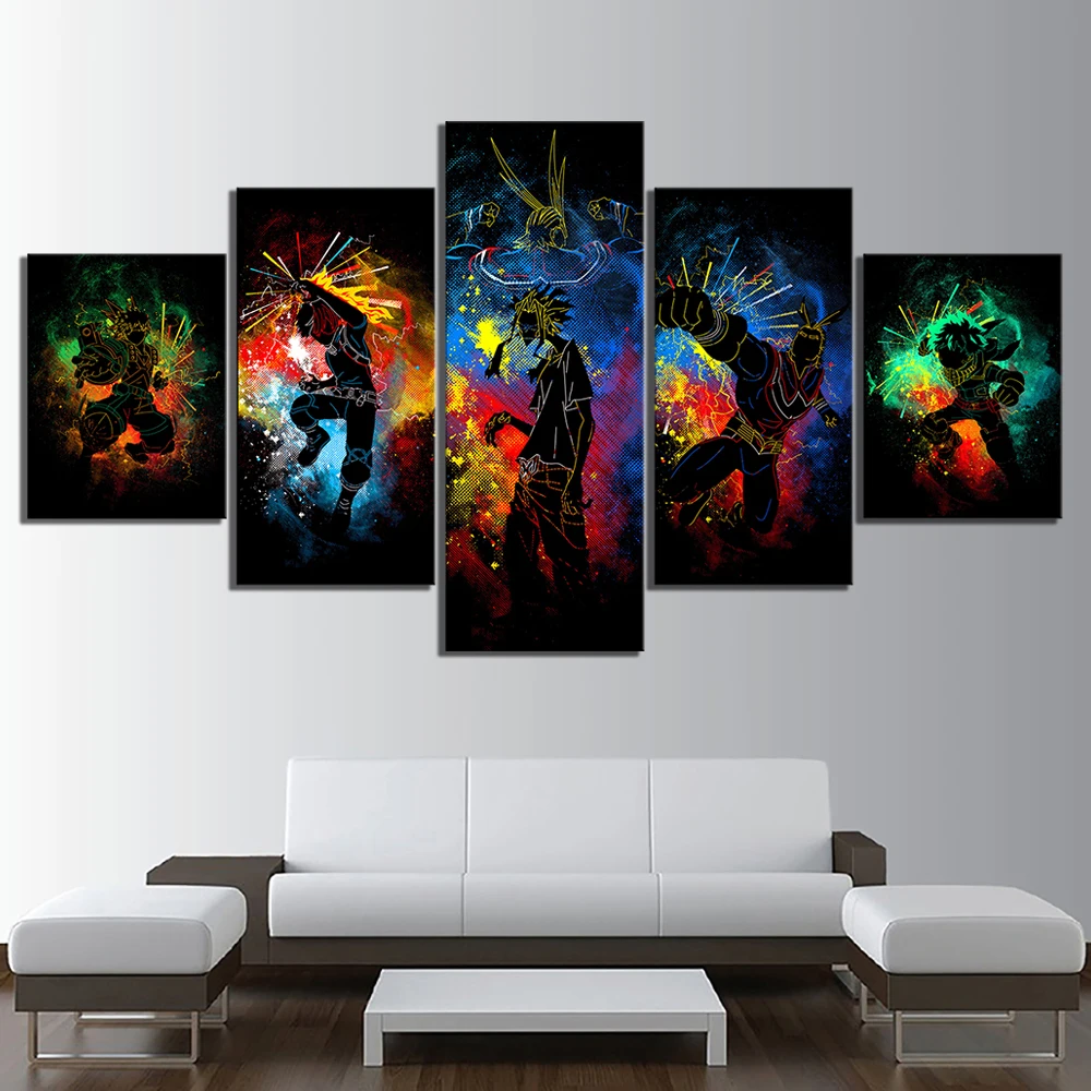 

5 Piece HD Cartoon Pictures My Hero Academia Japan Anime Poster Pictures Canvas Paintings Wall Bedroom Home Decoration Modern