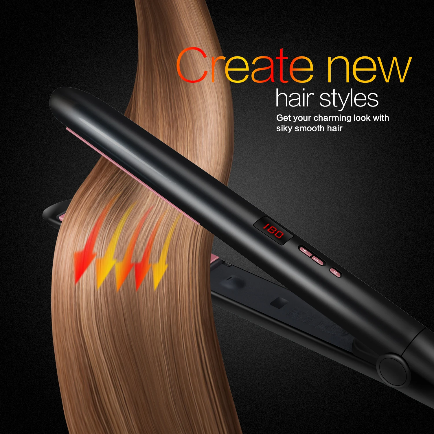 

2-in-1 Hair Straightener Flat Iron Straightener and Curler for All Hairstyle 15s Fast Heating Women Styler Perfect Hair Straight