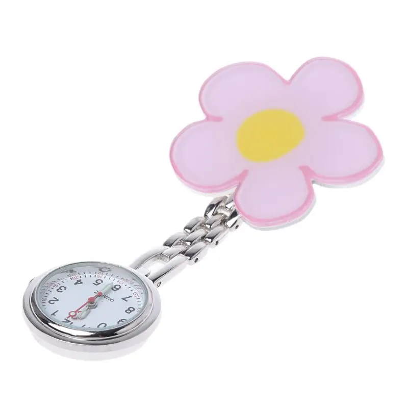 

Y1UE Nurse Watch Flower Floral Fashion Doctor Hospital Pocket Watches Hang Clip Portable Acrylic Vintage Round 3D Lady