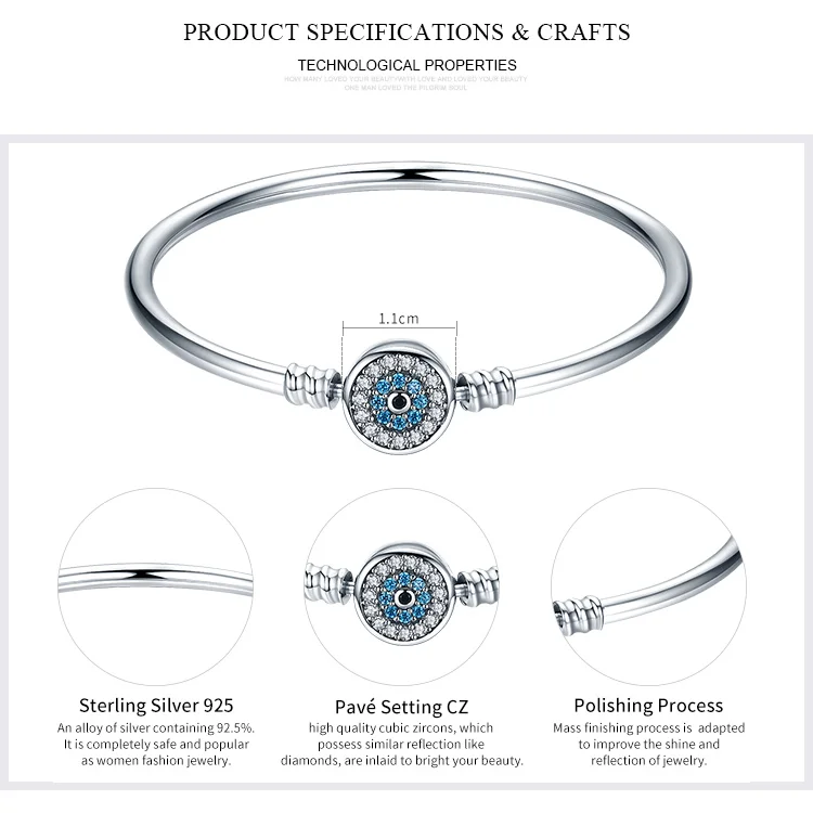 Цепочка-змейка из серебра 925 пробы с прозрачным цирконием и голубыми глазами