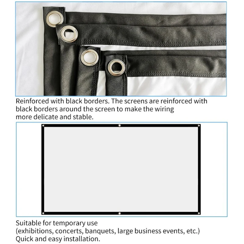 

Foldable Projector Screen 30/60/72/84/100/120/150 Inch Screens Portable Home Theater Outdoor KTV Office 3d HD Projection Screens