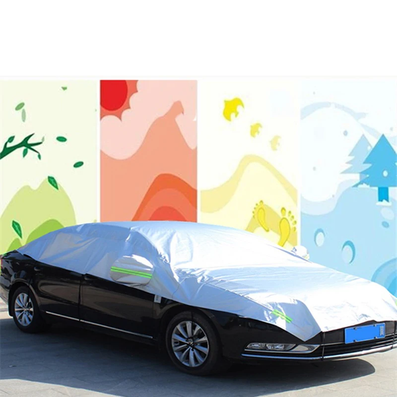 

Half Auto Cover Window Sunscreen Curtain Car Sunscreen Cover With Lighting Mark Outdoor Watertight Uv Protection Car Accessorie