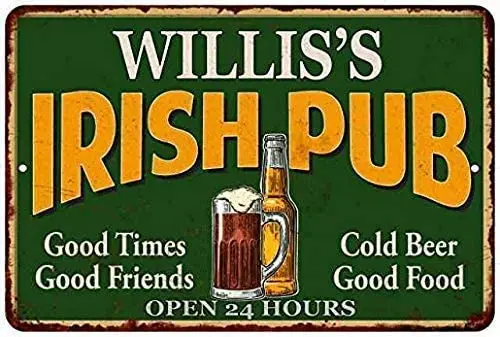

Оловянная металлическая жестяная вывеска Виллис, ирландский паб, винтажный Настенный декор, украшение, железная живопись, металлическое де...