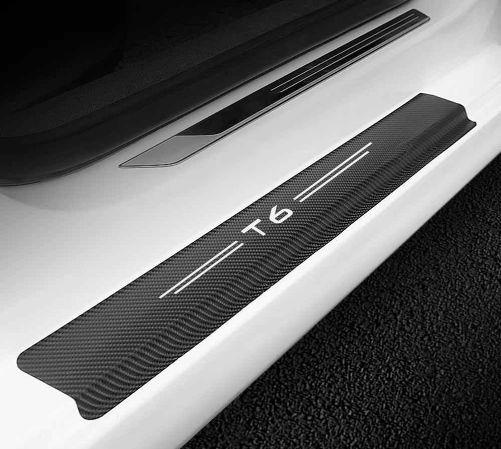 4PCS Car Stickers For Volvo S60 XC90 V40 V50 V60 S60 S90 V90 XC60 XC40 AWD T6 Auto Door Threshold Carbon Protector Accessories