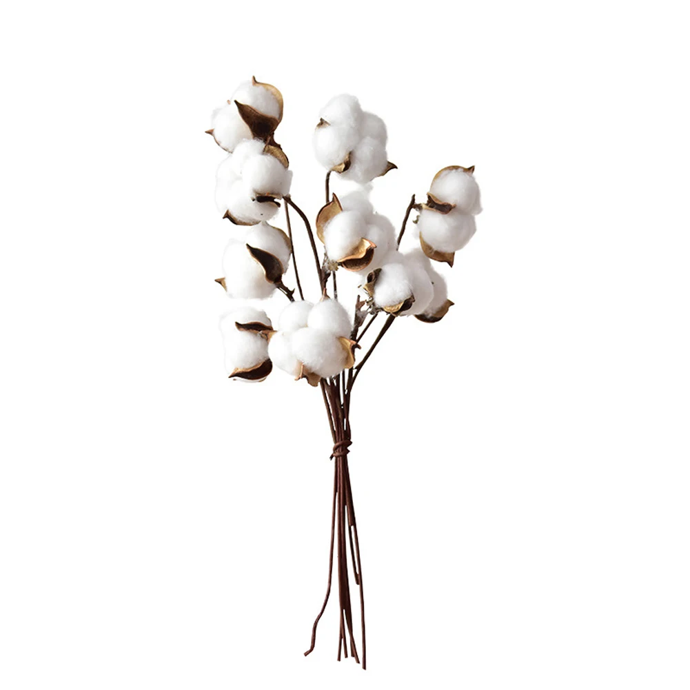 

Naturally Dried Cotton Stems Farmhouse Artificial Flower Filler Floral Decor Fake Cotton Flower Home Decor Bedroom Decoration