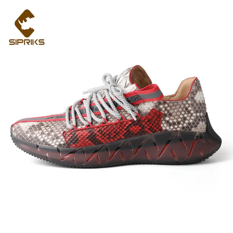 preço Sipriks Design Exclusivo Dos Homens Tênis De Corrida Real Pele De Cobra Sapatos Casuais Esporte Tênis Feminino Conforto Amortecimento Estudante Menino Apartamentos 44