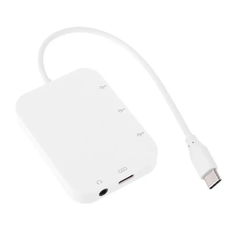

Type C to 3x USB 2.0 Hub Adapter USB C PD Charging 3.5mm Jack for Laptop