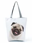 Повседневная сумка с рисунком мопса, креативная вместительная Экологически чистая многоразовая сумка для покупок с животными, дорожная сумка-тоут с рисунком милой собаки на заказ