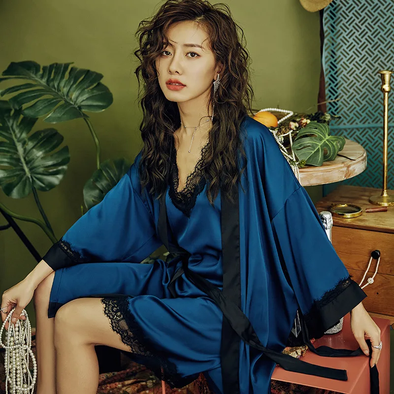 Женская сексуальная пижама весенне-летний костюм на бретельках из ледяного