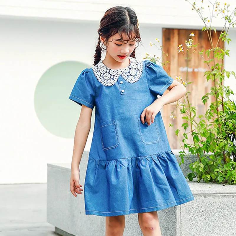 Джинсовые платья для девочек-подростков модная новинка 2021 детское праздничное