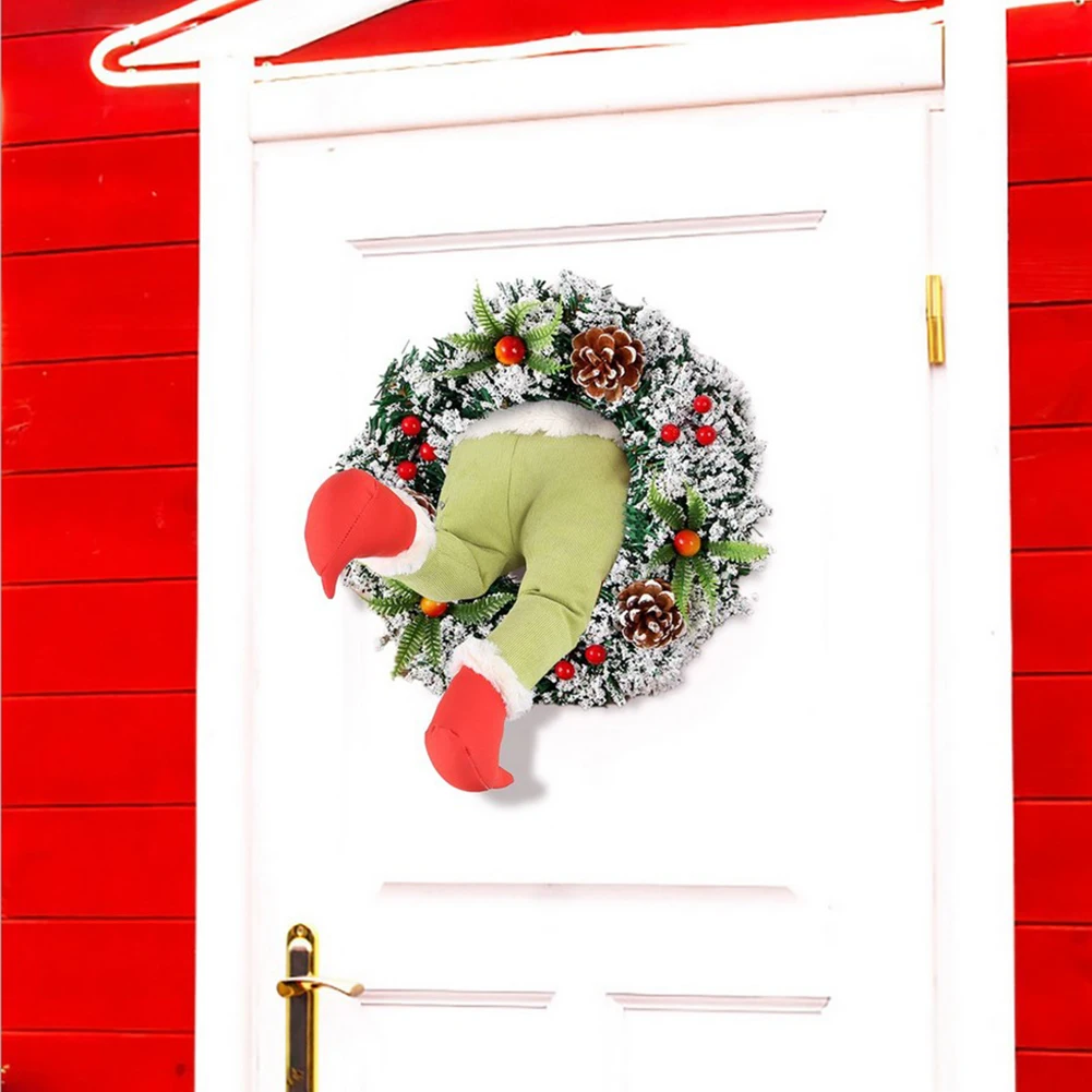 

Home Decoration Christmas Wreath Thief Stole Stuffed Elf Legs 16 Inch for Christmas Thanksgivings Front Door Decoration