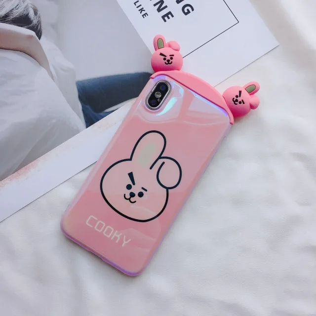 Чехол с 3D синим светом для iphone 11 X XR XS Pro Max Cartoon bear, чехлы для телефонов iphone 8 7 6 6S Plus, чехол Розовая пантера - Цвет: B