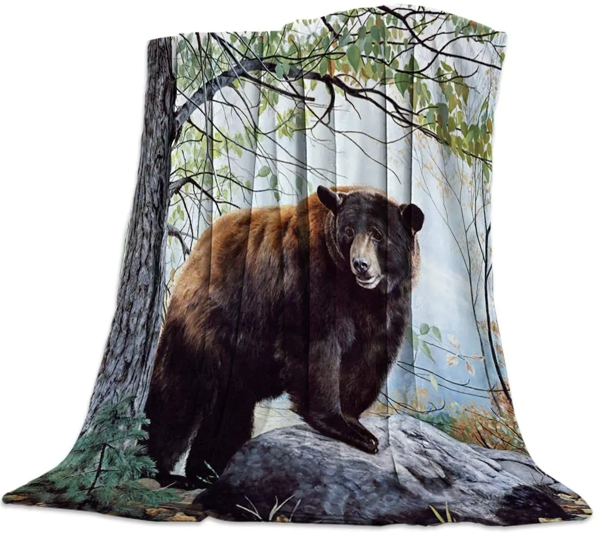 

Флисовое одеяло и шикарное роскошное ворсистое одеяло для кровати, милое животное с медведем на дереве, мягкое легкое искусственное одеяло