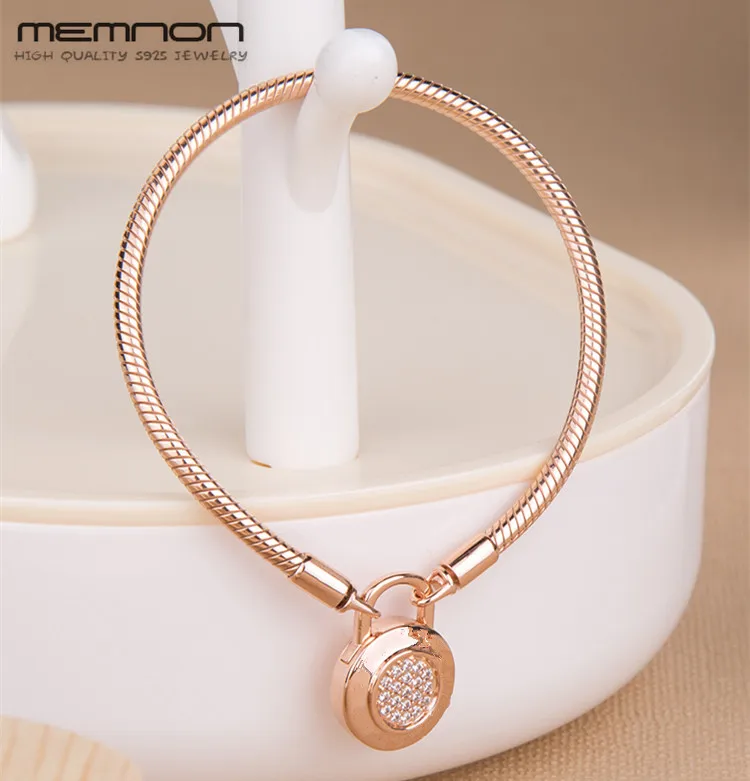 Серебряные гладкие блестящие золотые и розовые браслеты Memnon для женщин 925