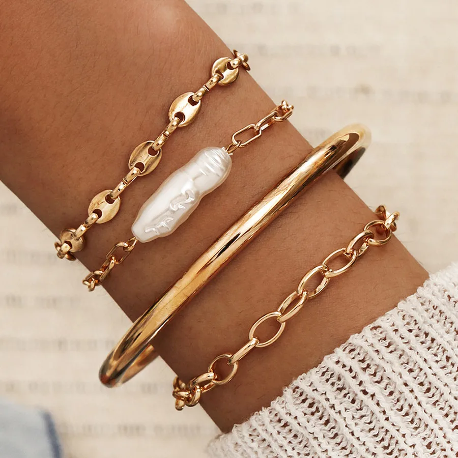 Женский винтажный браслет DIEZI с имитацией жемчуга цепочка подвеской в виде