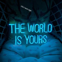 the world is yours neon art sign led light lamp illuminate shop office living room home interior design personalized custom