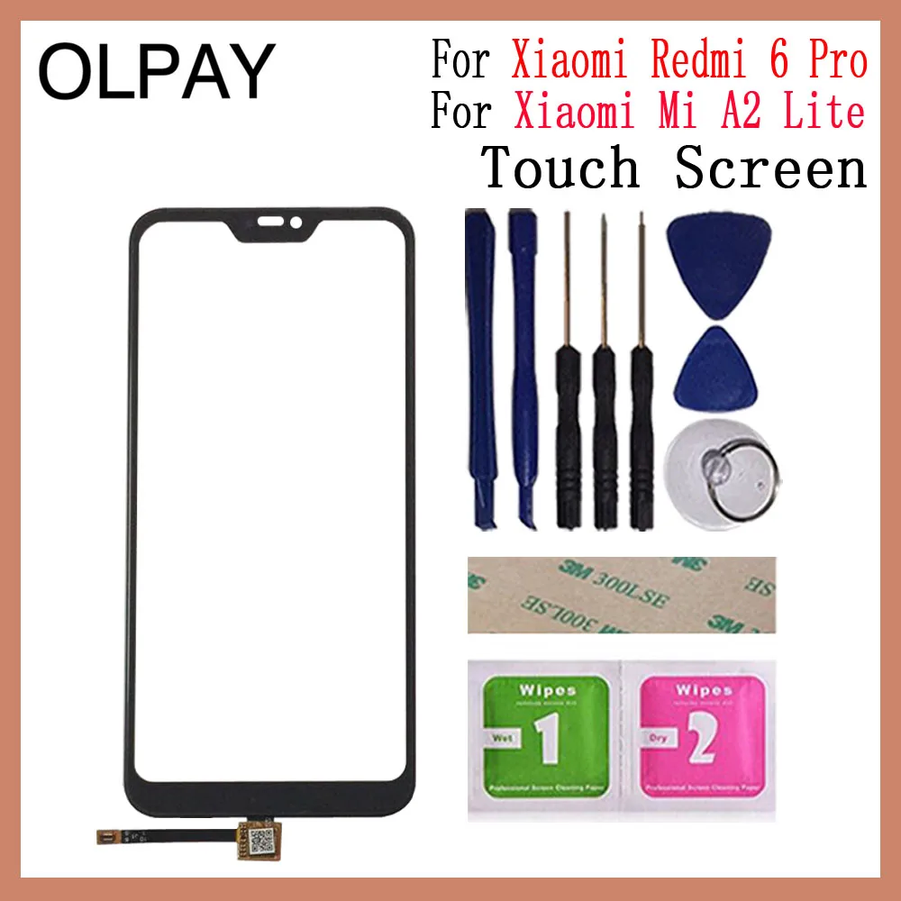 Black With Tools Для Xiao mi Red mi 6A Red mi 6 Pro Сенсорный экран дигитайзер для Xiaomi mi A2 Lite Сенсорная панель Сенсорный экран сенсор переднее стекло - Цвет: Black With Tools