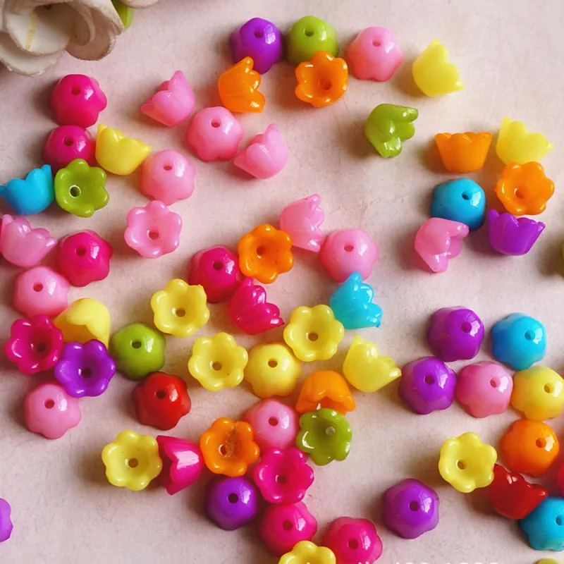 

100Pcs/Lot 7x10mm Mixed Color Flower Shape Acrylic Beads For Jewelry Making DIY Bracelet Necklace Accessories
