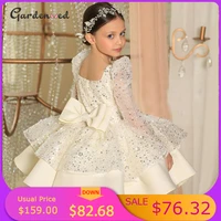 glitter ivory flower girl dresses sequin baby girl dress square puffy dresses for girls kids birthday party gown
