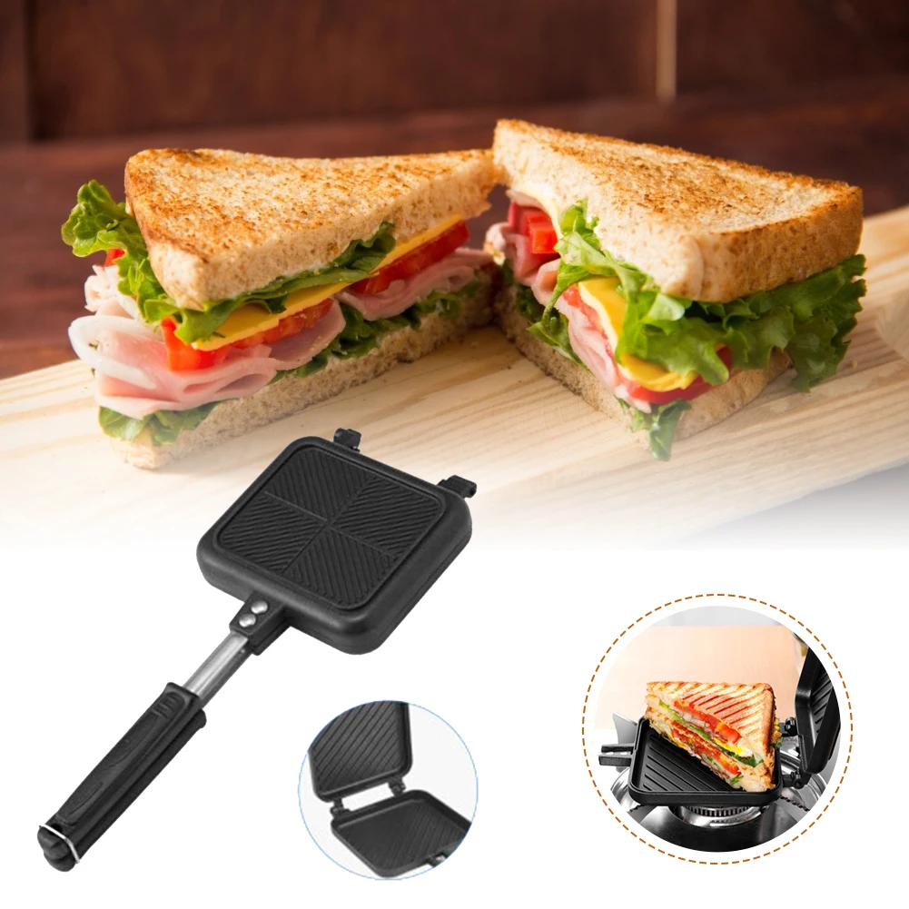 

1PC Sandwich Mold Waffle Easy Clean Kitchen Tool Bread Barbecue Plate Toast Frying Pan Home Double Side Non-stick Aluminum Alloy