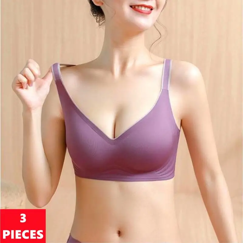 

3Pc Color Gradient Jelly Bra Women Underwear One-Piece Sports Shockproof Bralette Comfortable Seamless Push-Up Brassiere