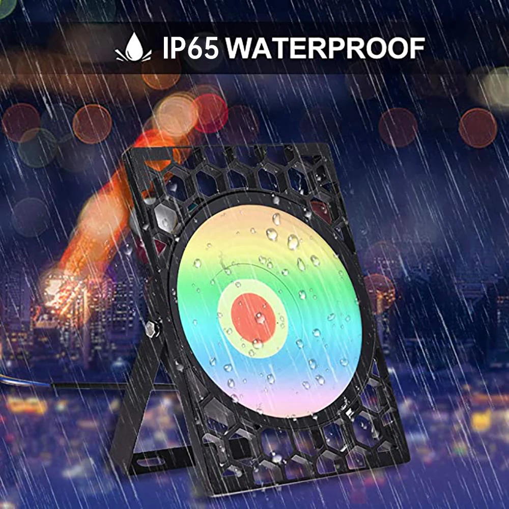 100W прожектор 220 ~ 240V RGB Вафельная Ткань IP67 Водонепроницаемый Беспроводной