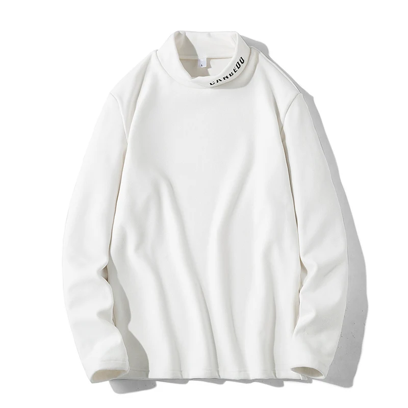 

T-Shirts Men Cashmere Turtleneck Top Tees Fashion Embroidery CANBEDO Streetwear Men Clothing Oversized XXXL Tshirt 3XL 2020
