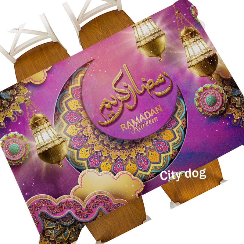 Мусульманская скатерть Eid Mubarak с принтом водонепроницаемая прямоугольная