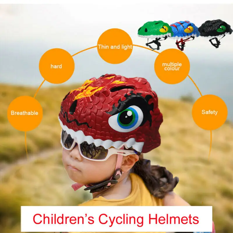 Детский велосипедный шлем с динозавром из мультфильма 2020 защитный задним