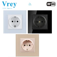 vrey eu electrician wall socket german power socket with child protection tri color luxury glass color optional