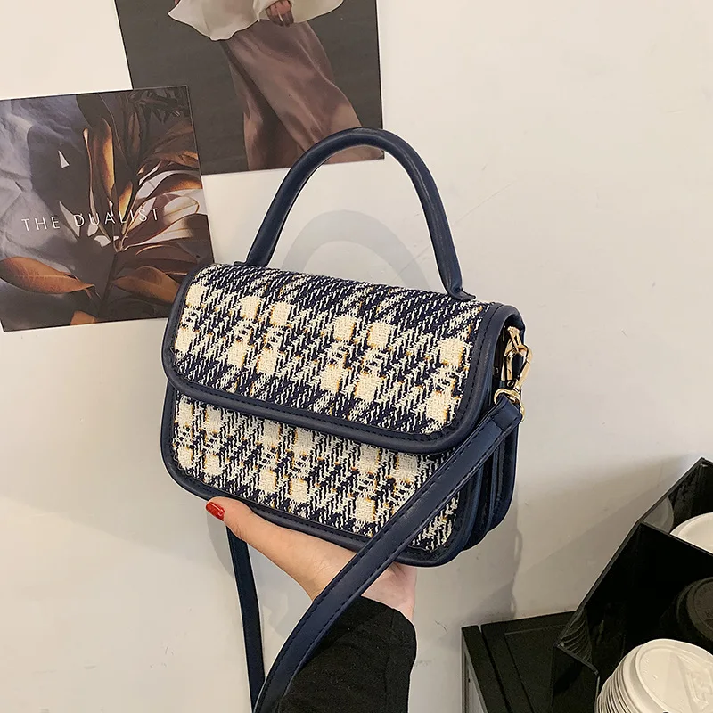 

Сумка высокого качества, женская сумка, 2021, новая модная клетчатая маленькая квадратная сумка на одно плечо, портативная универсальная сумк...