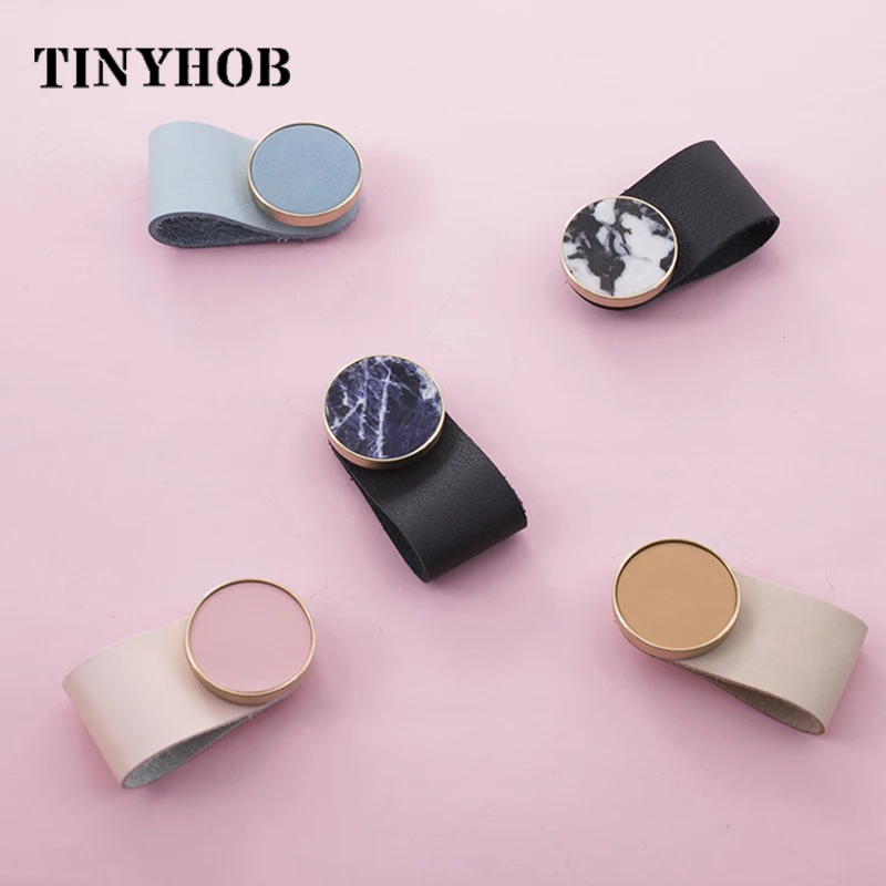 Ручка и ручка для шкафа из кожи натурального камня латуни в скандинавском стиле