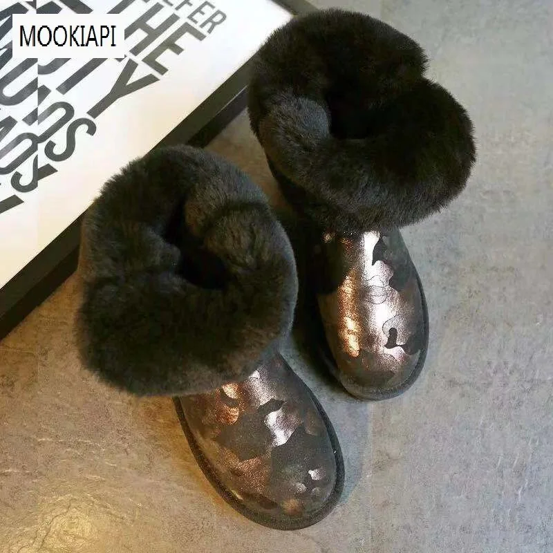 Сапоги из 2019 натуральной овчины женские зимние сапоги 100% шерсти женская обувь на