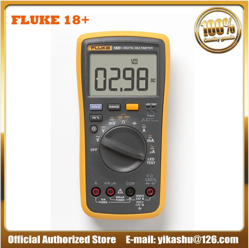 Fluke 18B+ светодиодный цифровой мультиметр переменного/постоянного напряжения