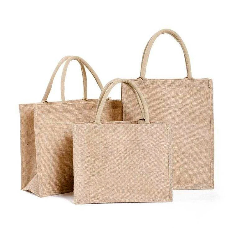 

Jute Eco Shopper Bag Friendly Burlap Shoulder Bag Grocery Food Handbags Tote Beach Shopping travel Bag Storage Bag DIY Art Craft