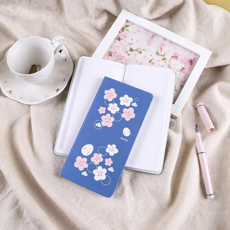

2022 New Sakura Weekly Planner Lovely Floral Pocket Agenda 91mm*185mm DIY Undated Month Week Plan Book 88 Sheets Free Shipping