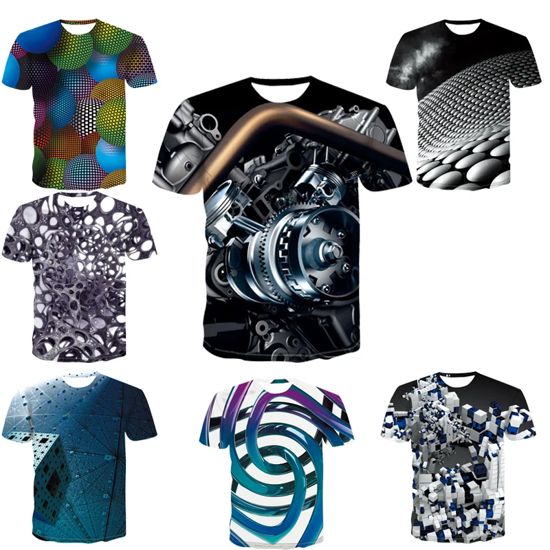 

3D Printing men's and women's T-shirts 2021 new T-shirt casual streetwear cool short-sleeved car power engine casual T-shirt top