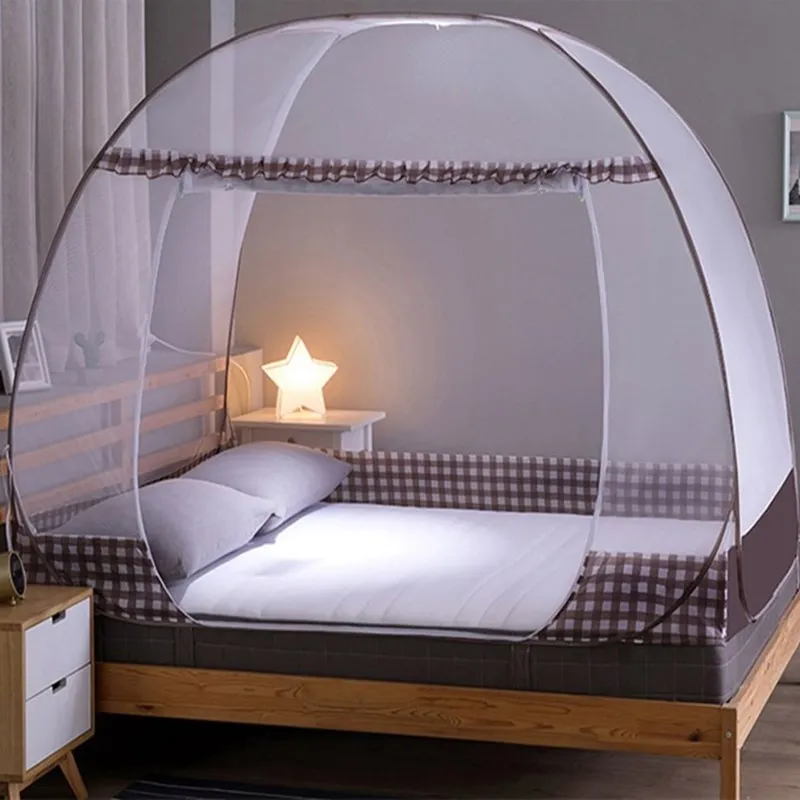 Mosquitera con patrón de rejilla Simple para cama individual, mosquitera para habitación de bebé de 1,2 m-1,8 m, yurta, red plegable para cama, tienda de campaña de una sola puerta