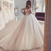 romantic pink tulle wedding dress sweetheart off shoulder straps blush princess puffy skirt bridal gown vestido de novia a line