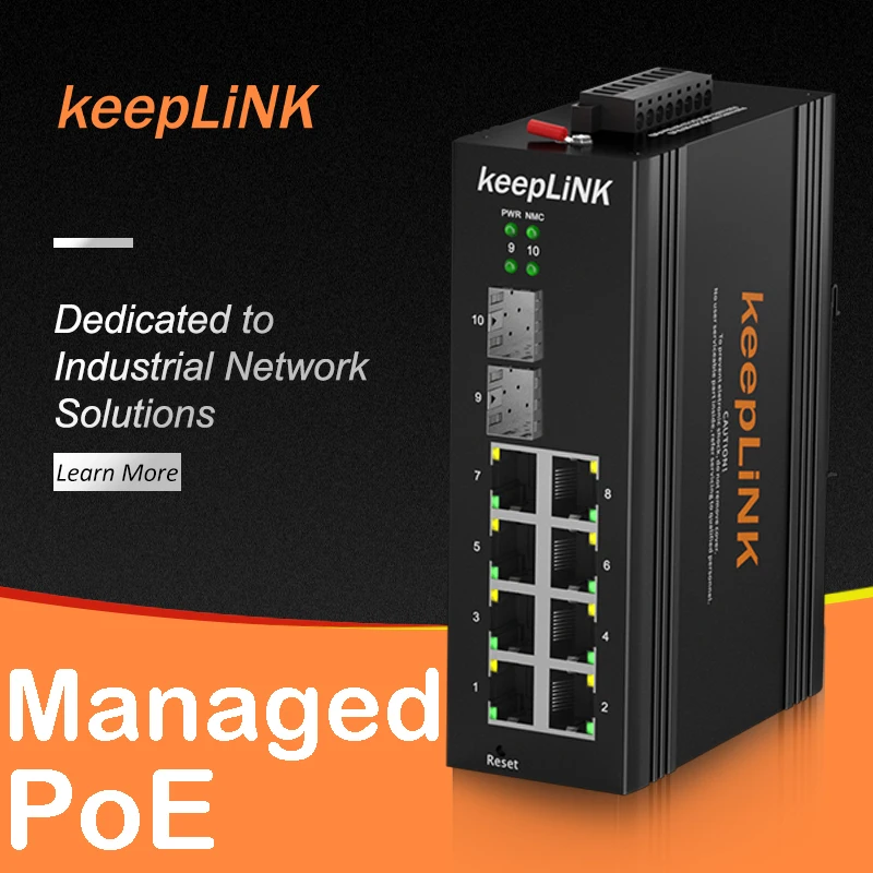 L2 + промышленный 8-портовый 10/100/1000T 802.3af/at PoE 2-портовый 100/1000X SFP управляемый