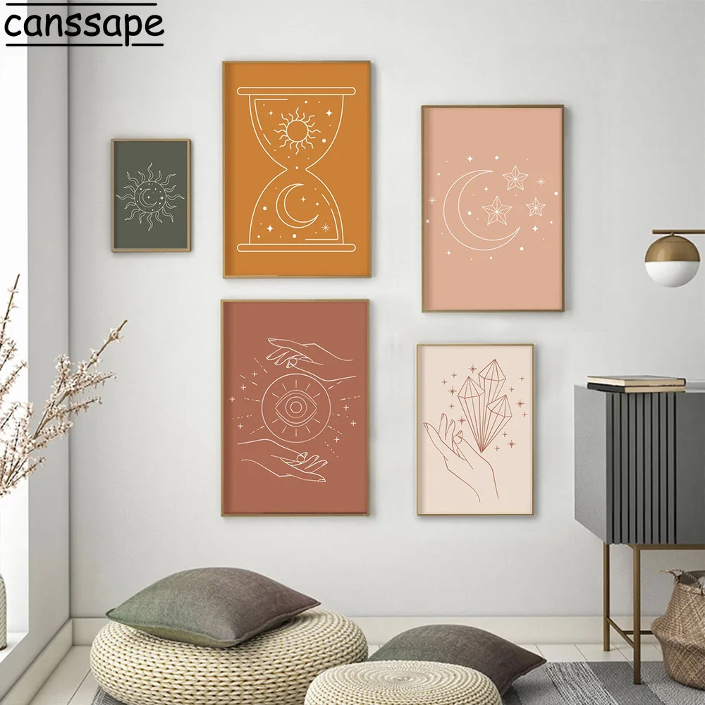 Настенные постеры в стиле бохо абстрактная линия искусство печать на холсте